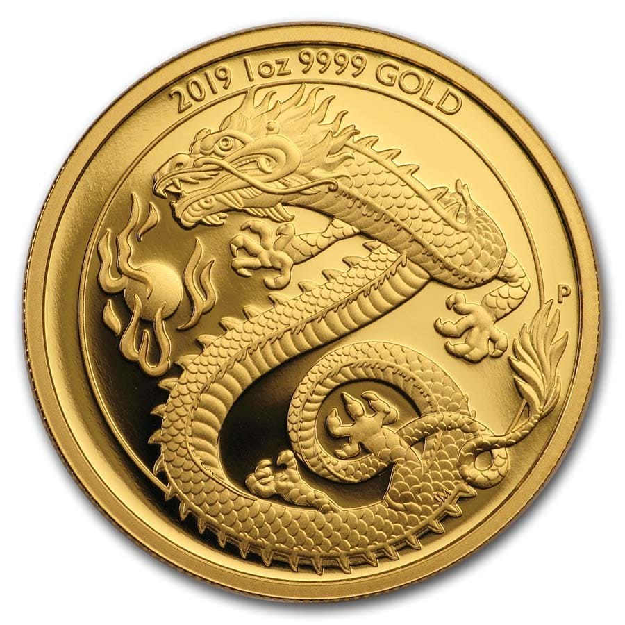 Australia_2019_Dragon_$100_1_Troy_Ounce_Pure_Gold_Proof_Perth_Mint_Mintage_of_188