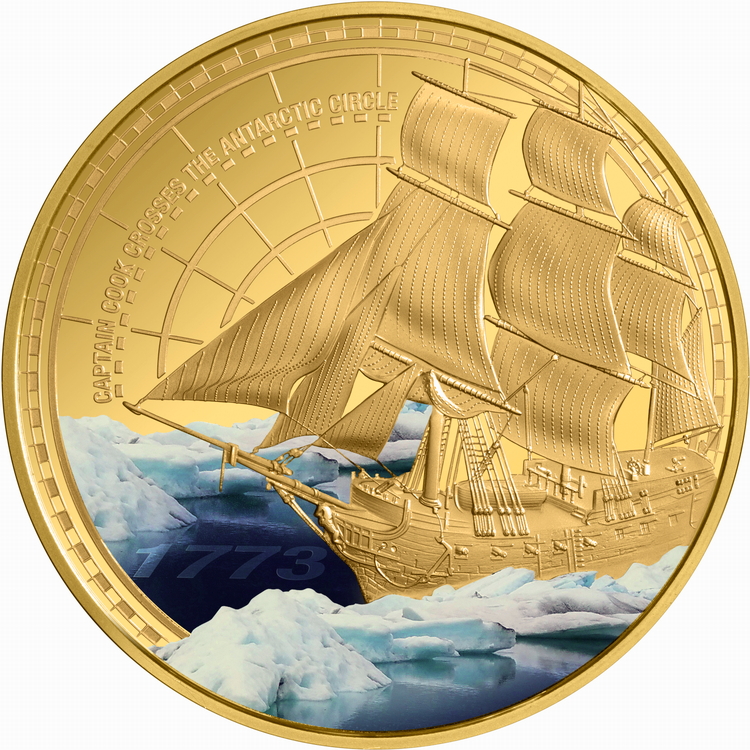Niue_2023_Captain_James_Cook_1773_Antarctic_Expedition_250th_$100_1_Troy_Ounce_Pure_Gold_Proof_with_Color_MINTAGE_99
