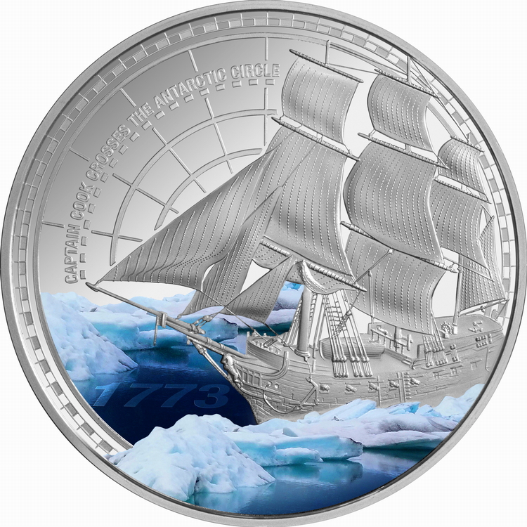 Niue_2023_Captain_James_Cook_1773_Antarctic_Expedition_250th_$1_1_Troy_Ounce_Pure_Silver_Proof_with_Color_MINTAGE_750