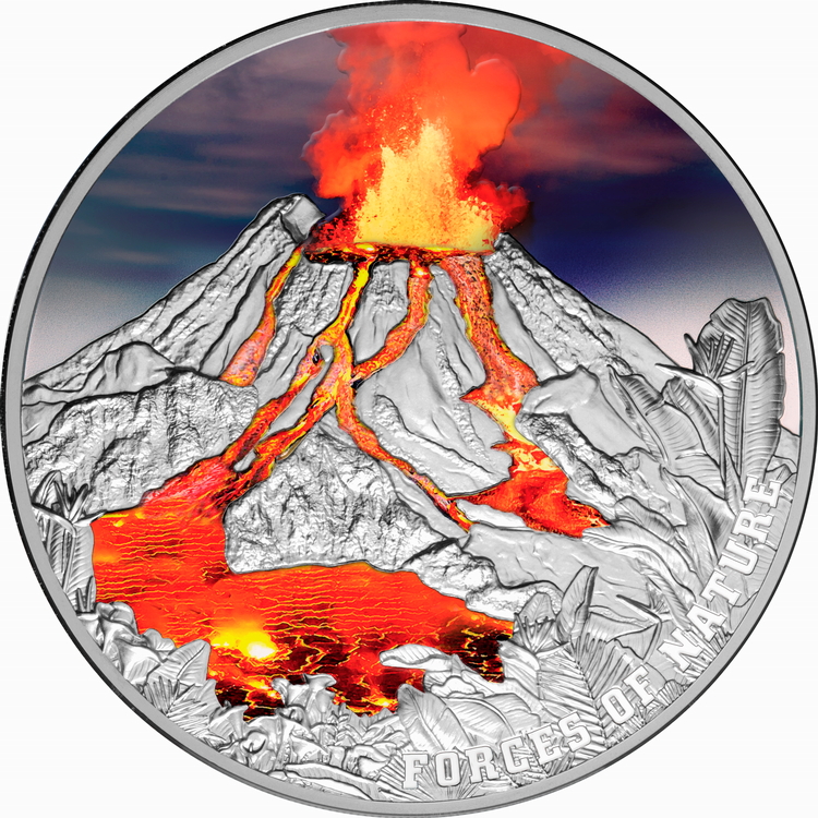 Niue_2023_Forces_of_Nature_1_Volcano_Eruption_$5_2_Troy_Oz_Pure_Silver_Ultra_High_Relief_Proof_with_Color_MINTAGE_750