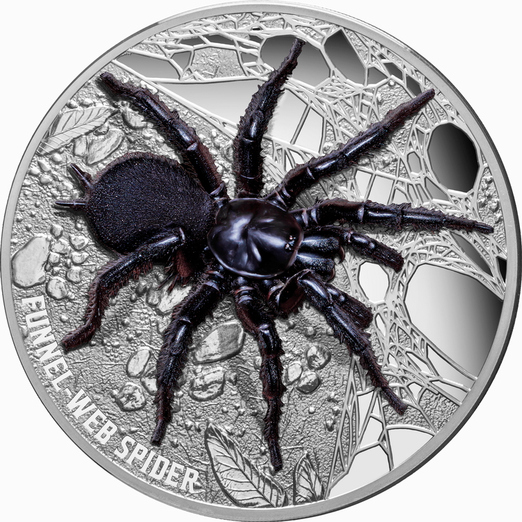 Niue_2023_Funnel-Web_Spider_$10_5_Troy_Ounce_Pure_Silver_Proof_with_Color_and_3D_Sculptural_Spider_MINTAGE_500