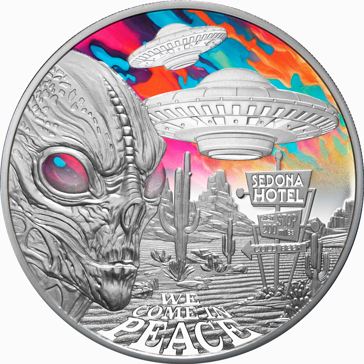 Niue_2024_Alien_Encounter_UFOs_$1_1_Troy_Ounce_Pure_Silver_Proof_with_Color_MINTAGE_999