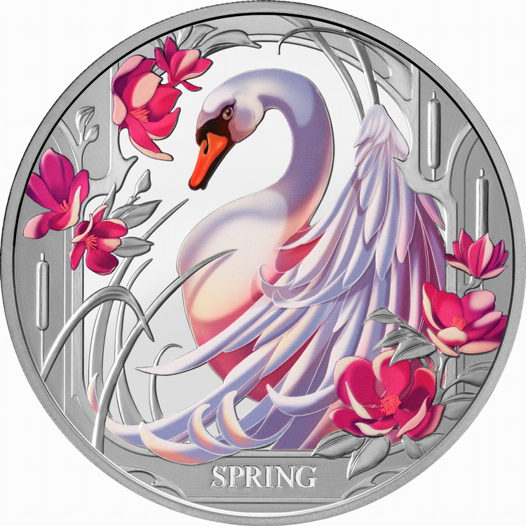 Niue_2024_Four_Seasons_2_Spring_Swan_$1_1_Troy_Ounce_Pure_Silver_Proof_with_Color