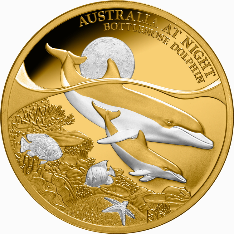 Niue_2025_Australia_at_Night_Bottlenose_Dolphin_$100_1_Troy_Ounce_Pure_Gold_Proof_with_Pure_Platinum_Plating