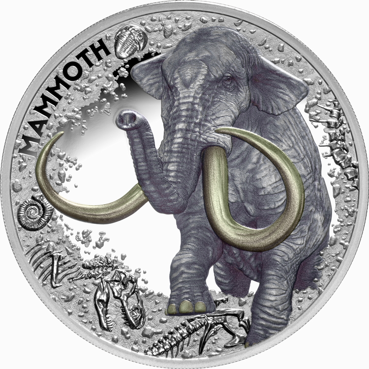 Niue_2025_Columbian_Wooly_Mammoth_$1_1_Troy_Oz_Pure_Silver_Proof_with_Color_MINTAGE_750
