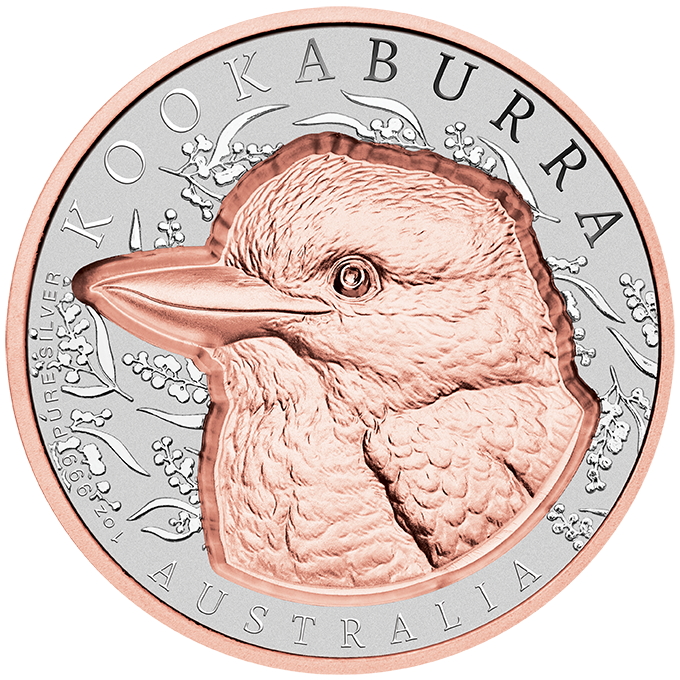 Niue_2025_Native Impressions_2_Kookaburra_$2_1_Troy_Ounce_Pure_Silver_Proof_Super_Incused_Proof_with_Rose_Gold_Gilded_Plating_Mintage_1000