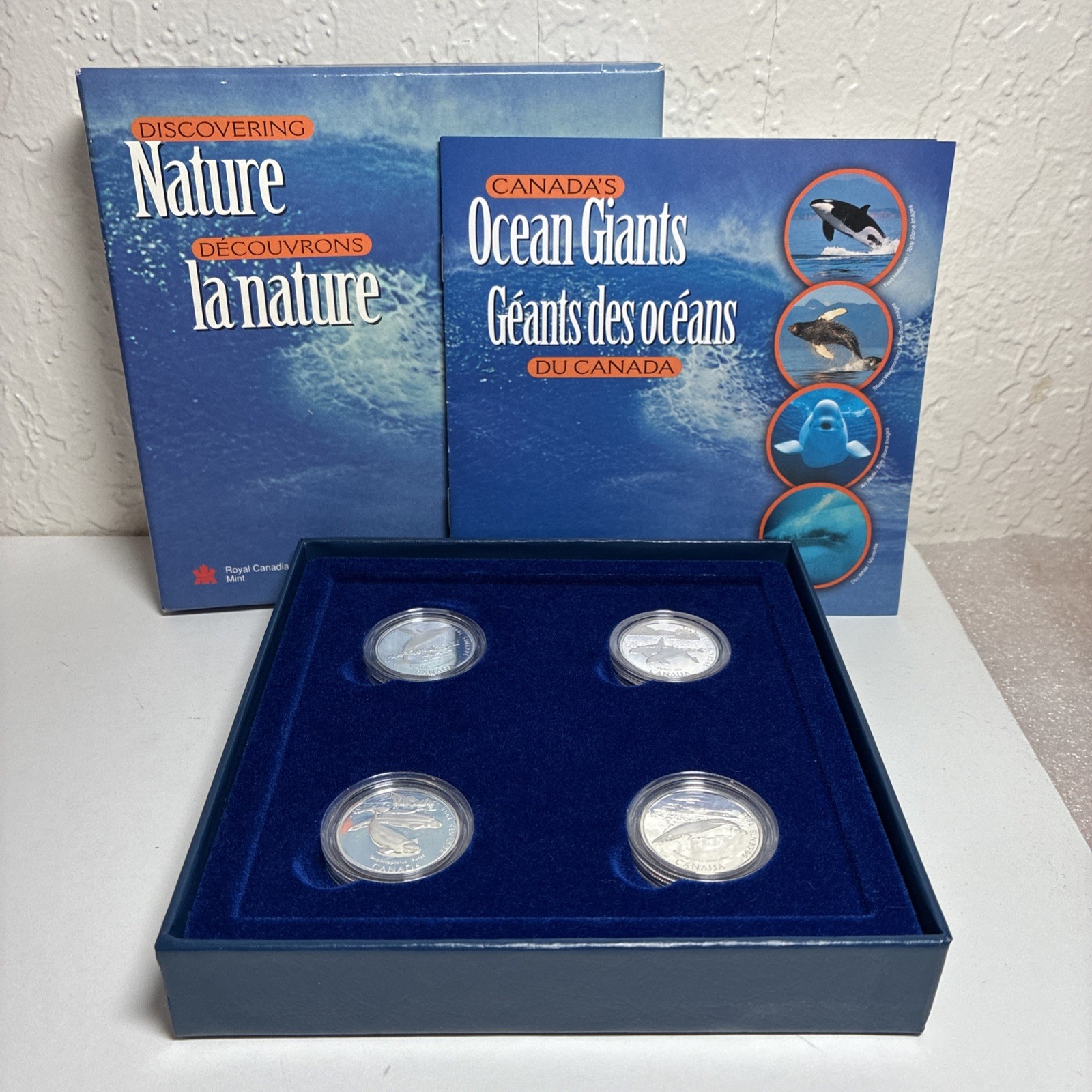 Canada_1998_Discovering_Nature_Canadas_Ocean_Giants_Whales_4-Coin_Silver_Fifty_Cents_Proof_Set_in_RCM_OGP Canada_1998_Discovering_Nature_Canadas_Ocean_Giants_Whales_4-Coin_Silver_Fifty_Cents_Proof_Set_in_RCM_OGP