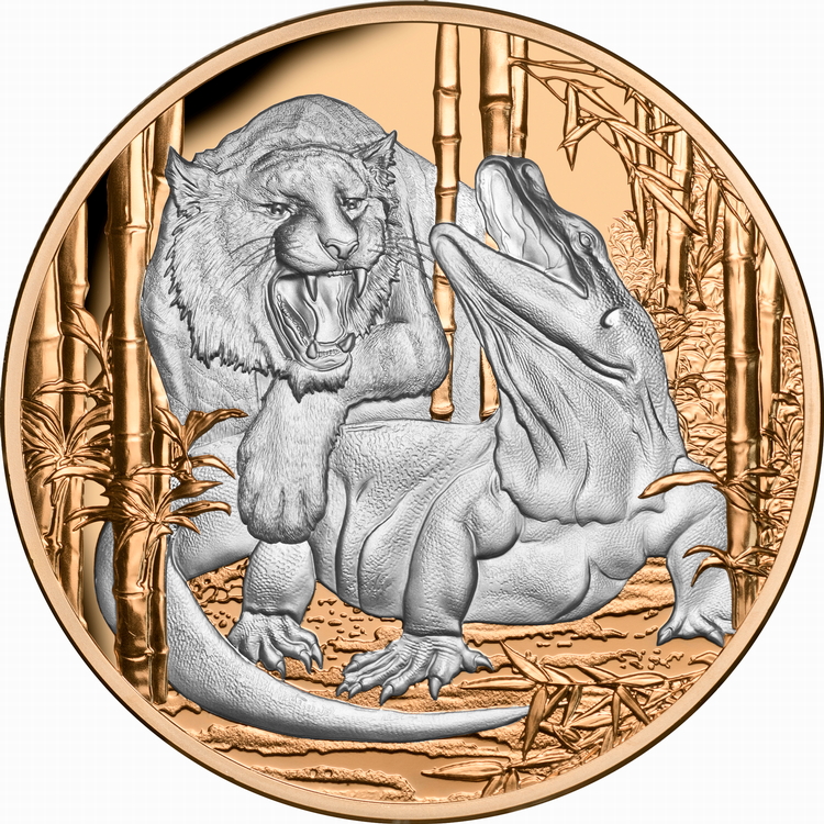 Niue_2022_Apex_Predators_3_Tiger_and_Komodo_Dragon_$10_5_Oz_Pure_Silver_Gilded_Proof_with_Edge_Numbering_MINTAGE_500