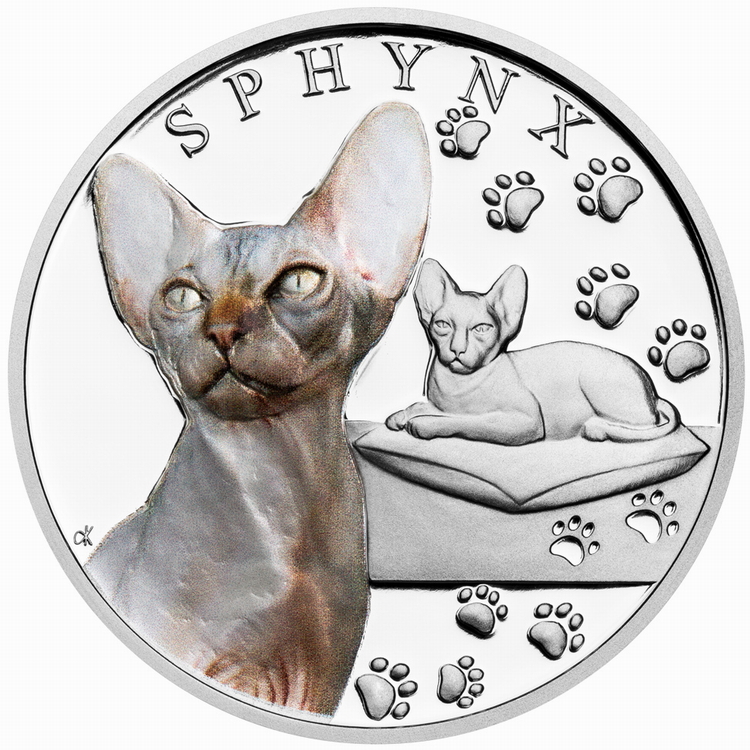Niue_2025_Cat_Breeds_Hairless_Sphynx_Cat_Bald_$1_1_Troy_Oz_Pure_Silver_Proof_with_Color_MINTAGE_1000