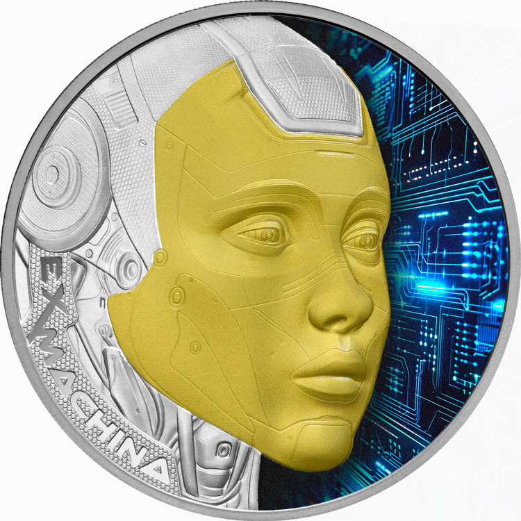 Niue_2025_Ex_Machina_AI_Cyborg_$1_1_Troy_Ounce_Pure_Silver_Proof_with_Digital_Color_MINTAGE_400