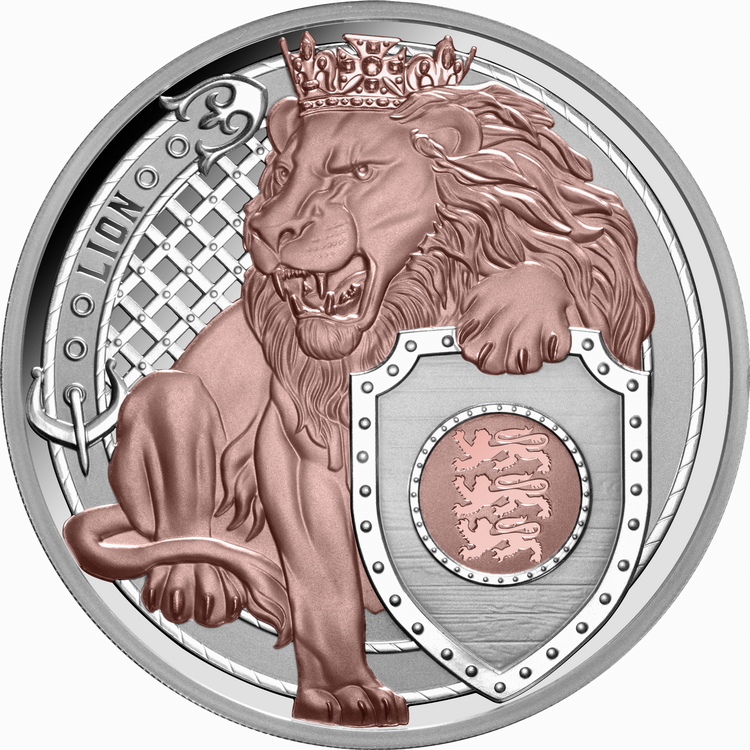 Niue_2025_Heraldic_Beasts_2_Lion_$1_1_Troy_Oz_Pure_Silver_Proof_with_Rose-Gold_Plating_MINTAGE_750