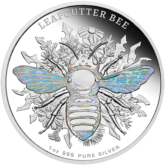 Niue_2026_Australian_Native_Bees_4_Leafcutter_Bee_$2_1_Troy_Oz_Pure_Silver_Hologram_Proof