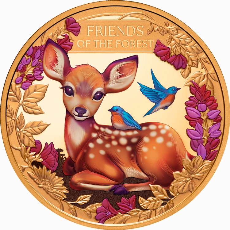 Niue_2026_Friends_of_the_Forest_Baby_Deer_Fawn_$100_1_Troy_Oz_Pure_Gold_Proof_with_Color_MINTAGE_30