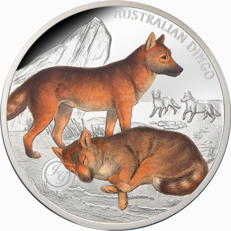 Niue_2027_John_Goulds_Mammals_of_Australia_2_Dingo_Dogs_$1_1_Troy_Ounce_Pure_Silver_Proof_with_Color