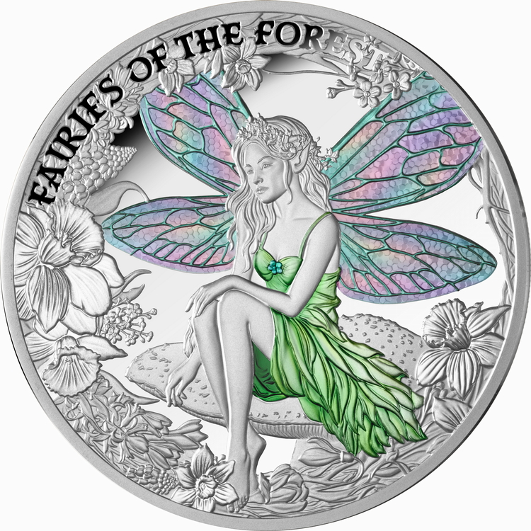 Niue_Fairies_of_the_Forest_Fey_$1_1_Troy_Oz_Pure_Silver_with_Color_Proof_MINTAGE_500