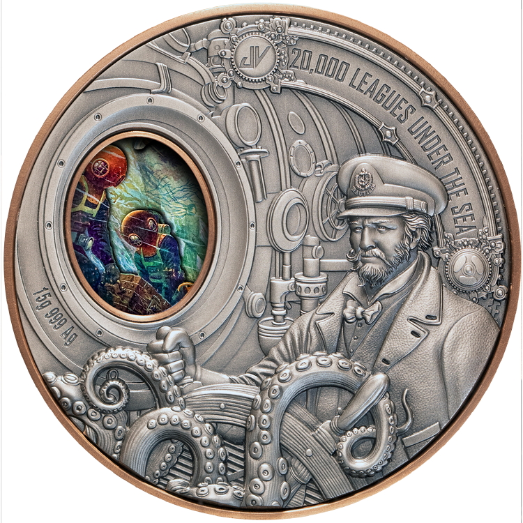 Samoa_2026_Jules_Vernes_20000_Leagues_Under_The_Sea_Captain_Nemo_Submarine_Nautilus_Bi-Metal_$1_Bimetallic_Silver_and_Copper_ROTATING_Ultra_High_Relief_Antiqued_75mm_MINTAGE_400 Samoa_2026_Jules_Vernes_20000_Leagues_Under_The_Sea_Captain_Nemo_Submarine_Nautilus_Bi-Metal_$1_Bimetallic_Silver_and_Copper_ROTATING_Ultra_High_Relief_Antiqued_75mm_MINTAGE_400