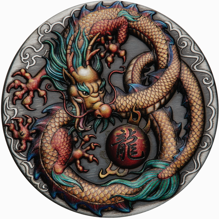Tuvalu_2022_Rainbow_Imperial_Dragon_$2_2_Oz_Pure_Silver_Antiqued_Piedfort_MINTAGE_888 Tuvalu_2022_Rainbow_Imperial_Dragon_$2_2_Oz_Pure_Silver_Antiqued_Piedfort_MINTAGE_888